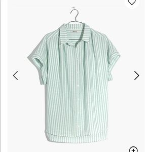 Madewell Central Shirt in Mint Stripe